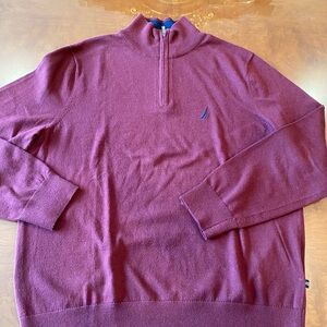Nautica Men's Maroon half Zip-Up Sweater